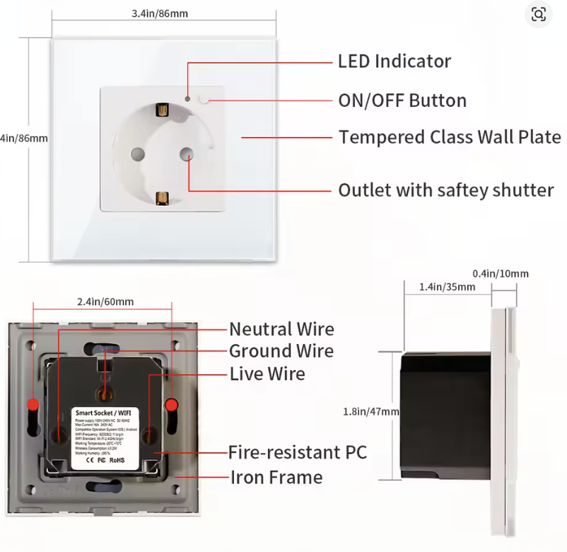 Wandcontactdoos | WIFI | Enkel