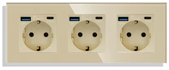 Wandcontactdoos | USB A & USB C | Triple