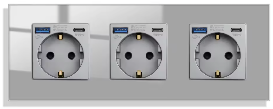 Wandcontactdoos | USB A & USB C | Triple
